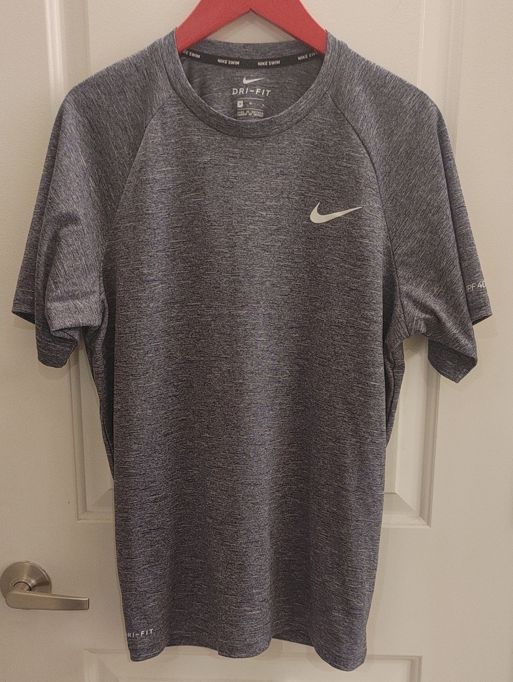Nike Swim Men’s Dri-FIT Heathered Navy Short Sleeve Tee UPF 40+ Medium